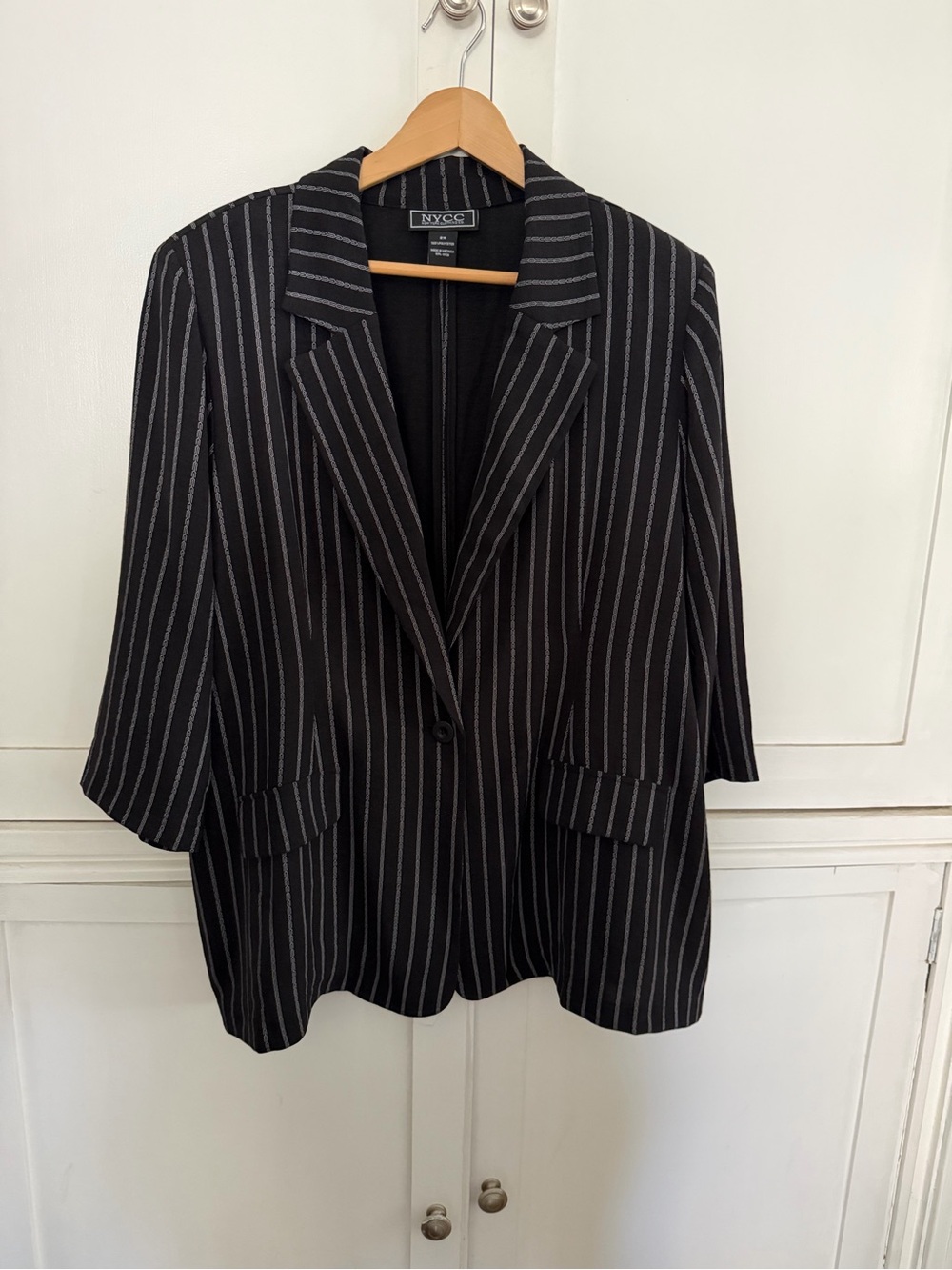 NYCC Black Pinstripe Single-Button Blazer